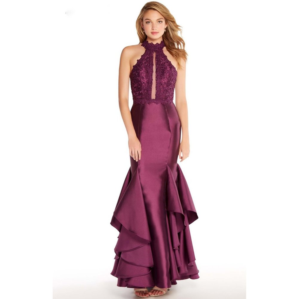 Alyce 60058 Aubergine Mermaid Halter Dress